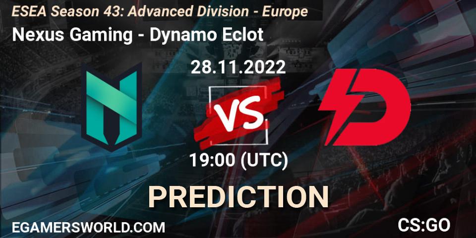 Prognoza Nexus Gaming - Dynamo Eclot. 28.11.22, CS2 (CS:GO), ESEA Season 43: Advanced Division - Europe