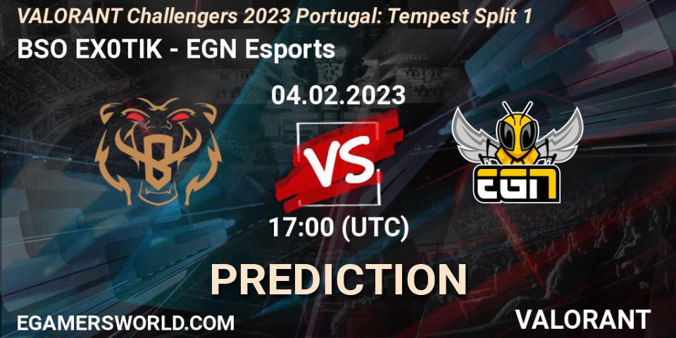 Prognoza BSO EX0TIK - EGN Esports. 04.02.23, VALORANT, VALORANT Challengers 2023 Portugal: Tempest Split 1