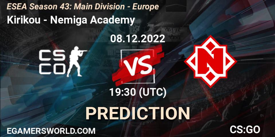 Prognoza Kirikou - Nemiga Academy. 09.12.22, CS2 (CS:GO), ESEA Season 43: Main Division - Europe