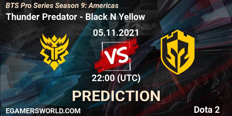 Prognoza Thunder Predator - Black N Yellow. 06.11.21, Dota 2, BTS Pro Series Season 9: Americas