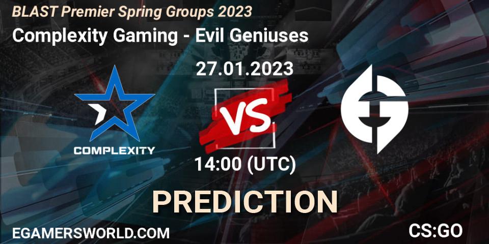 Prognoza Complexity Gaming - Evil Geniuses. 27.01.23, CS2 (CS:GO), BLAST Premier Spring Groups 2023
