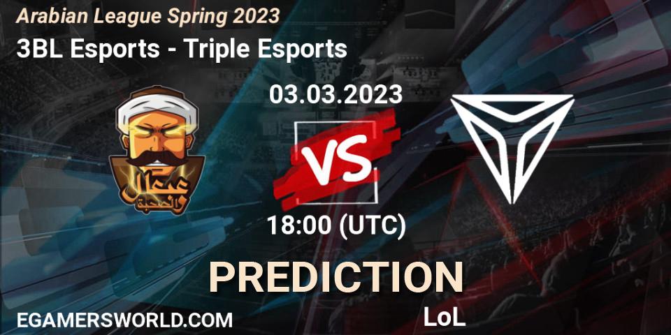 Prognoza 3BL Esports - Triple Esports. 10.02.23, LoL, Arabian League Spring 2023