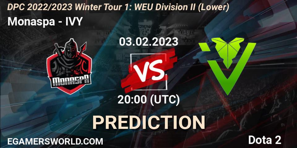 Prognoza Monaspa - IVY. 03.02.23, Dota 2, DPC 2022/2023 Winter Tour 1: WEU Division II (Lower)