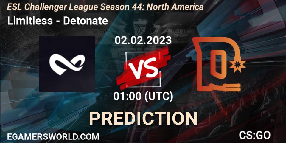 Prognoza Limitless - Detonate. 02.03.23, CS2 (CS:GO), ESL Challenger League Season 44: North America
