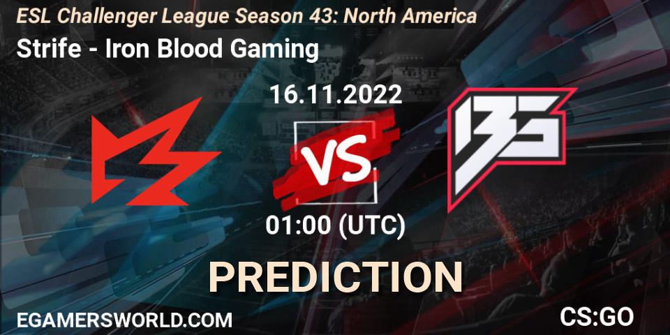 Prognoza Strife - Iron Blood Gaming. 02.12.22, CS2 (CS:GO), ESL Challenger League Season 43: North America