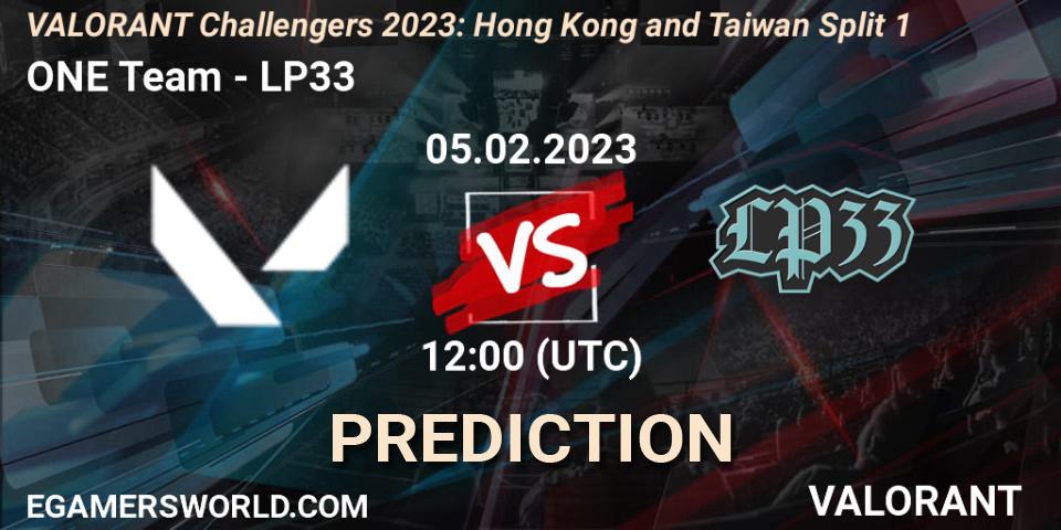 Prognoza ONE Team - LP33. 05.02.23, VALORANT, VALORANT Challengers 2023: Hong Kong and Taiwan Split 1
