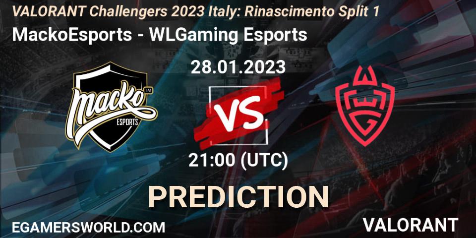 Prognoza MackoEsports - WLGaming Esports. 28.01.23, VALORANT, VALORANT Challengers 2023 Italy: Rinascimento Split 1