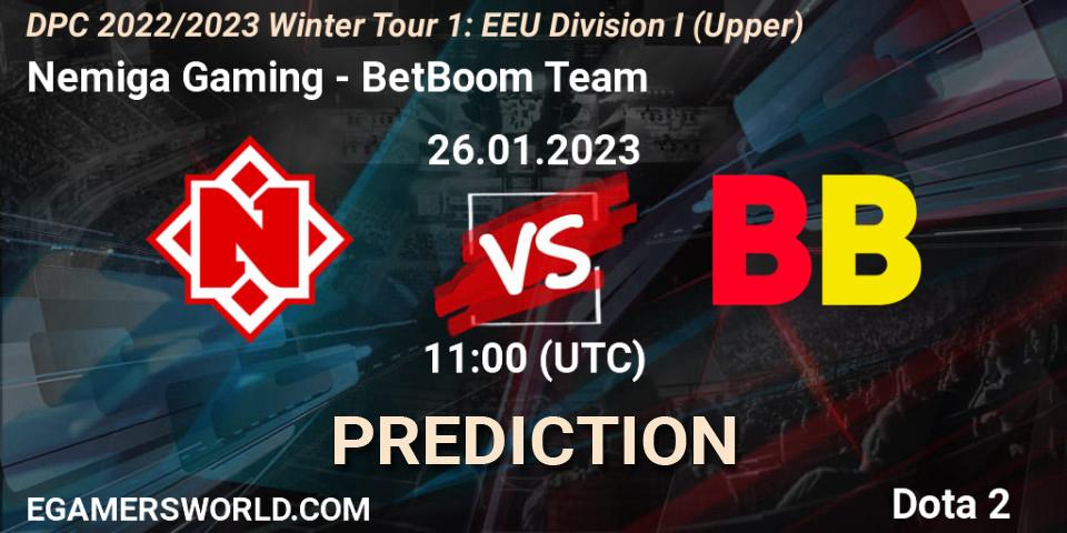 Prognoza Nemiga Gaming - BetBoom Team. 26.01.23, Dota 2, DPC 2022/2023 Winter Tour 1: EEU Division I (Upper)