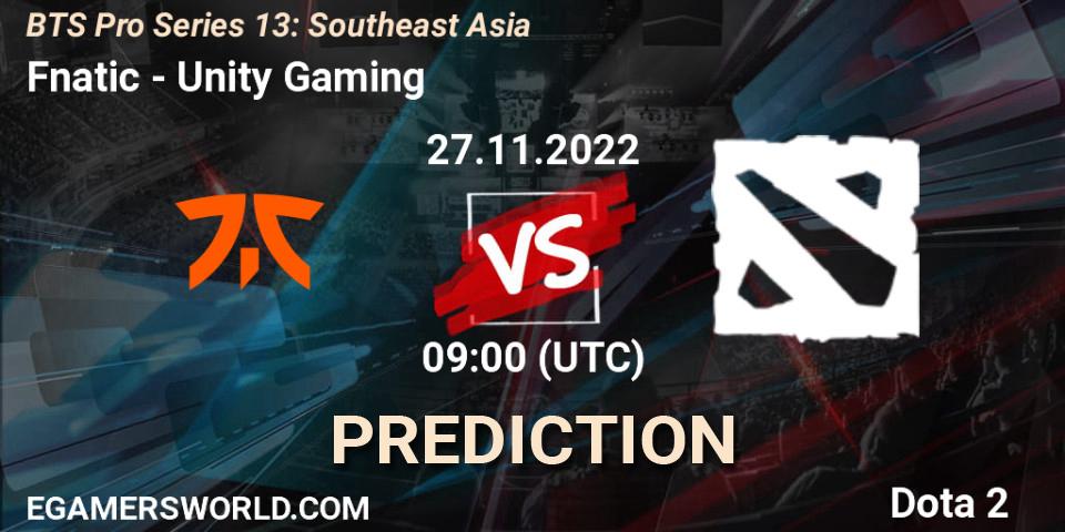 Prognoza Fnatic - Unity Gaming. 04.12.22, Dota 2, BTS Pro Series 13: Southeast Asia