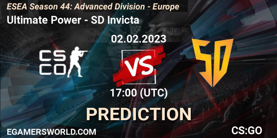 Prognoza Ultimate Power - SD Invicta. 02.02.23, CS2 (CS:GO), ESEA Season 44: Advanced Division - Europe