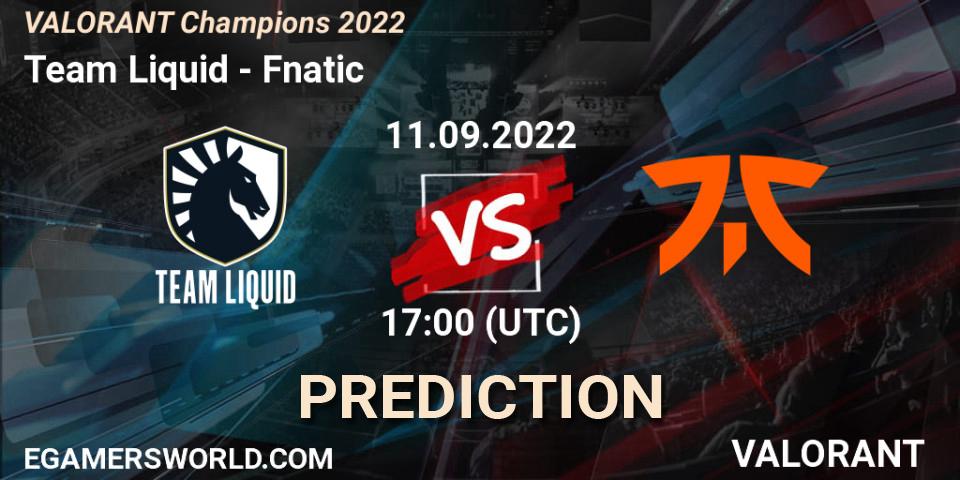 Prognoza Team Liquid - Fnatic. 11.09.22, VALORANT, VALORANT Champions 2022