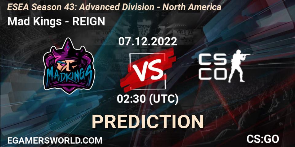 Prognoza Mad Kings - REIGN. 07.12.22, CS2 (CS:GO), ESEA Season 43: Advanced Division - North America