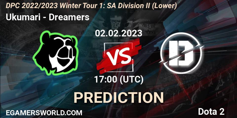 Prognoza Ukumari - Dreamers. 02.02.23, Dota 2, DPC 2022/2023 Winter Tour 1: SA Division II (Lower)