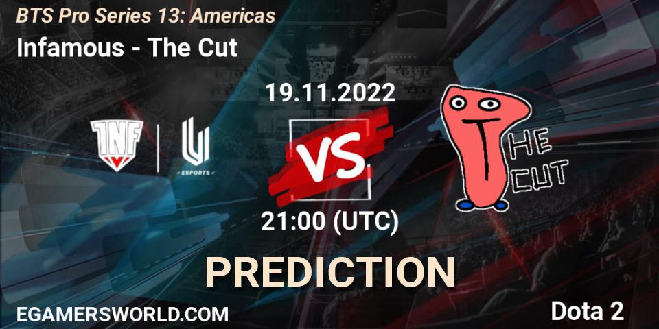 Prognoza Infamous - The Cut. 19.11.22, Dota 2, BTS Pro Series 13: Americas