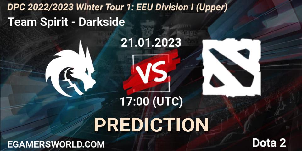 Prognoza Team Spirit - Darkside. 21.01.23, Dota 2, DPC 2022/2023 Winter Tour 1: EEU Division I (Upper)
