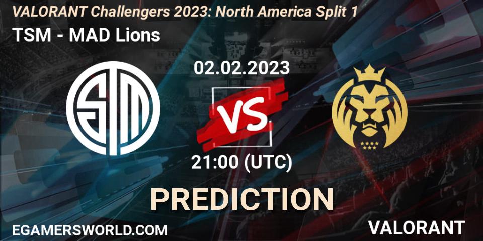 Prognoza TSM - MAD Lions. 02.02.23, VALORANT, VALORANT Challengers 2023: North America Split 1