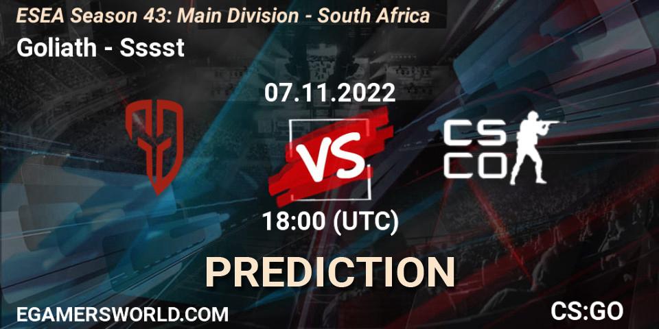 Prognoza Goliath - Sssst. 28.11.22, CS2 (CS:GO), ESEA Season 43: Main Division - South Africa