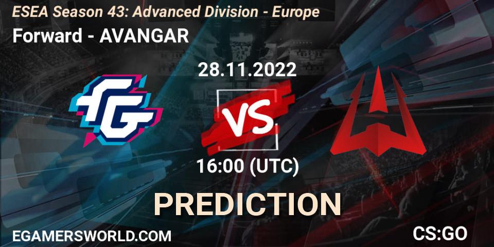 Prognoza Forward - AVANGAR. 28.11.22, CS2 (CS:GO), ESEA Season 43: Advanced Division - Europe