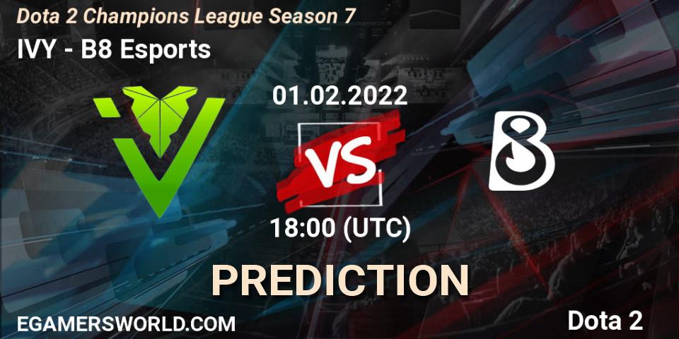 Prognoza IVY - B8 Esports. 01.02.22, Dota 2, Dota 2 Champions League 2022 Season 7