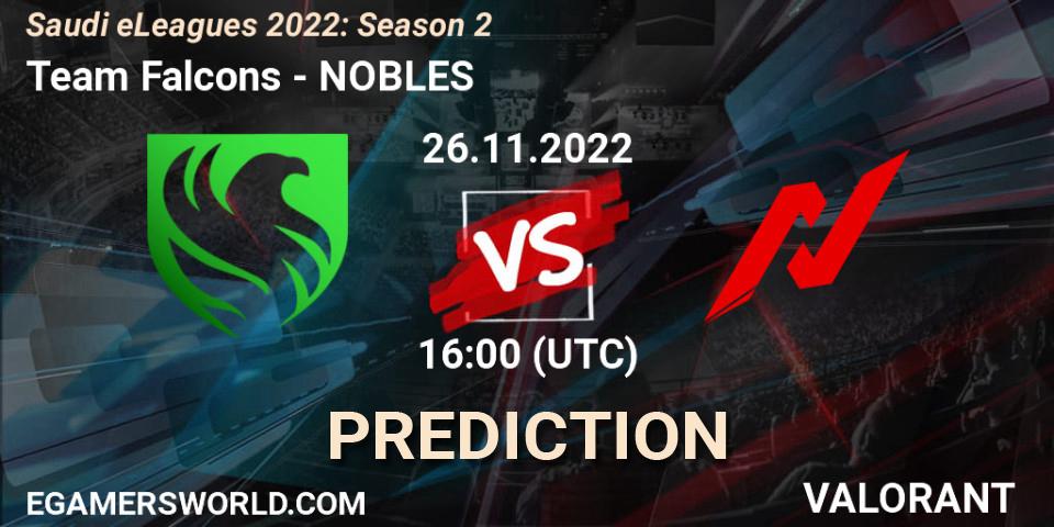 Prognoza Team Falcons - NOBLES. 26.11.22, VALORANT, Saudi eLeagues 2022: Season 2