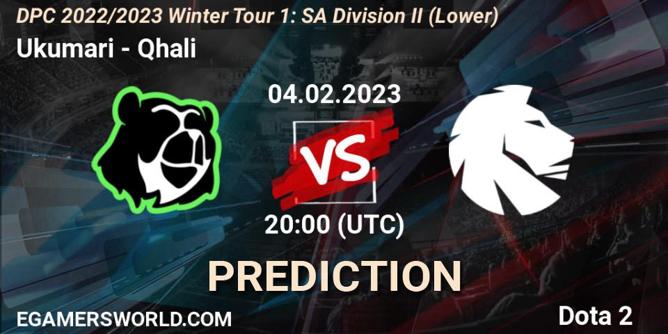 Prognoza Ukumari - Qhali. 04.02.23, Dota 2, DPC 2022/2023 Winter Tour 1: SA Division II (Lower)