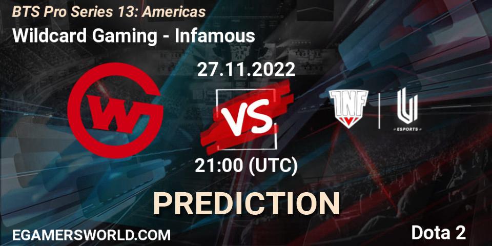 Prognoza Wildcard Gaming - Infamous. 27.11.22, Dota 2, BTS Pro Series 13: Americas