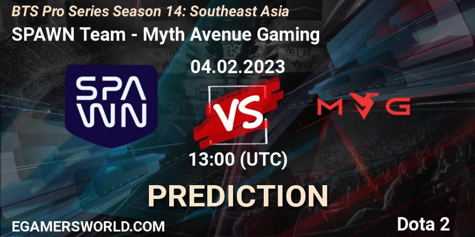 Prognoza SPAWN Team - Myth Avenue Gaming. 04.02.23, Dota 2, BTS Pro Series Season 14: Southeast Asia