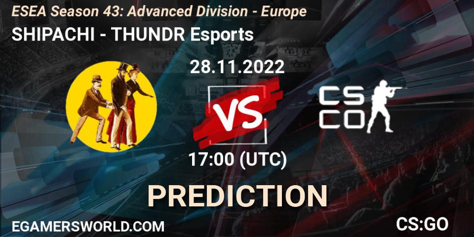 Prognoza SHIPACHI - THUNDR Esports. 28.11.22, CS2 (CS:GO), ESEA Season 43: Advanced Division - Europe
