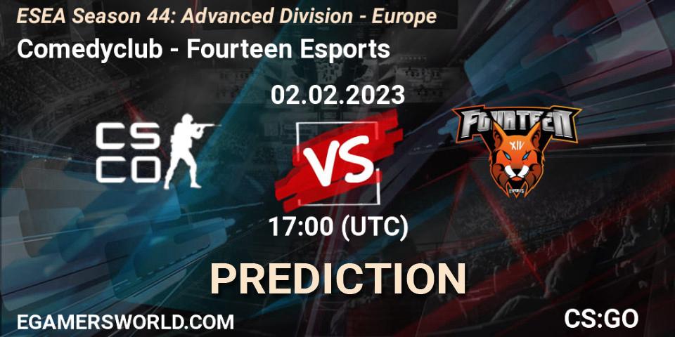 Prognoza Comedyclub - Fourteen Esports. 02.02.23, CS2 (CS:GO), ESEA Season 44: Advanced Division - Europe