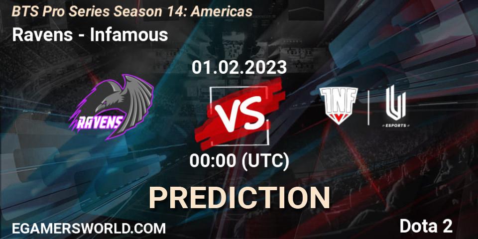 Prognoza Ravens - Infamous. 31.01.23, Dota 2, BTS Pro Series Season 14: Americas