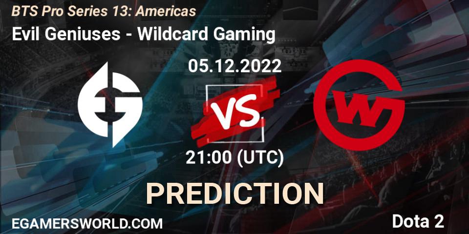 Prognoza Evil Geniuses - Wildcard Gaming. 05.12.22, Dota 2, BTS Pro Series 13: Americas