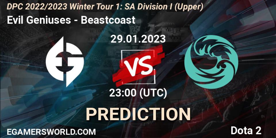Prognoza Evil Geniuses - Beastcoast. 29.01.23, Dota 2, DPC 2022/2023 Winter Tour 1: SA Division I (Upper) 