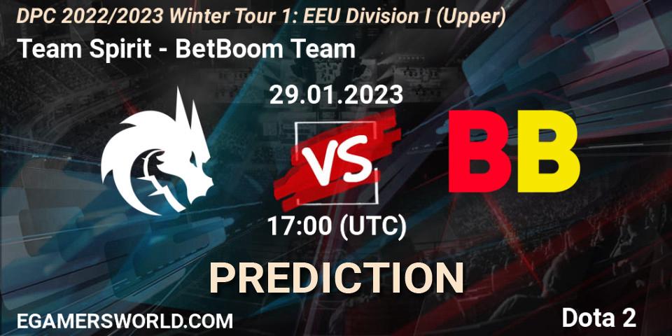Prognoza Team Spirit - BetBoom Team. 29.01.23, Dota 2, DPC 2022/2023 Winter Tour 1: EEU Division I (Upper)