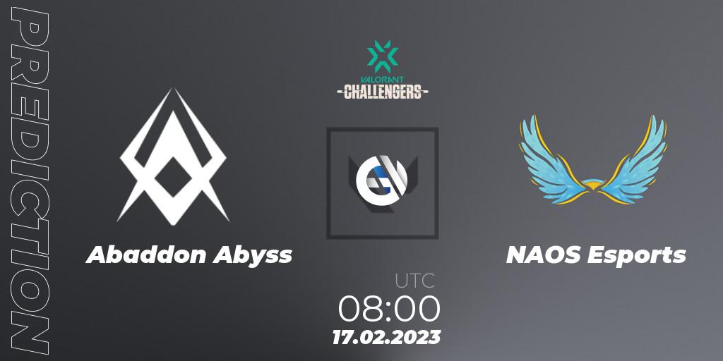 Prognoza Abaddon Abyss - NAOS Esports. 17.02.23, VALORANT, VALORANT Challengers 2023: Philippines Split 1