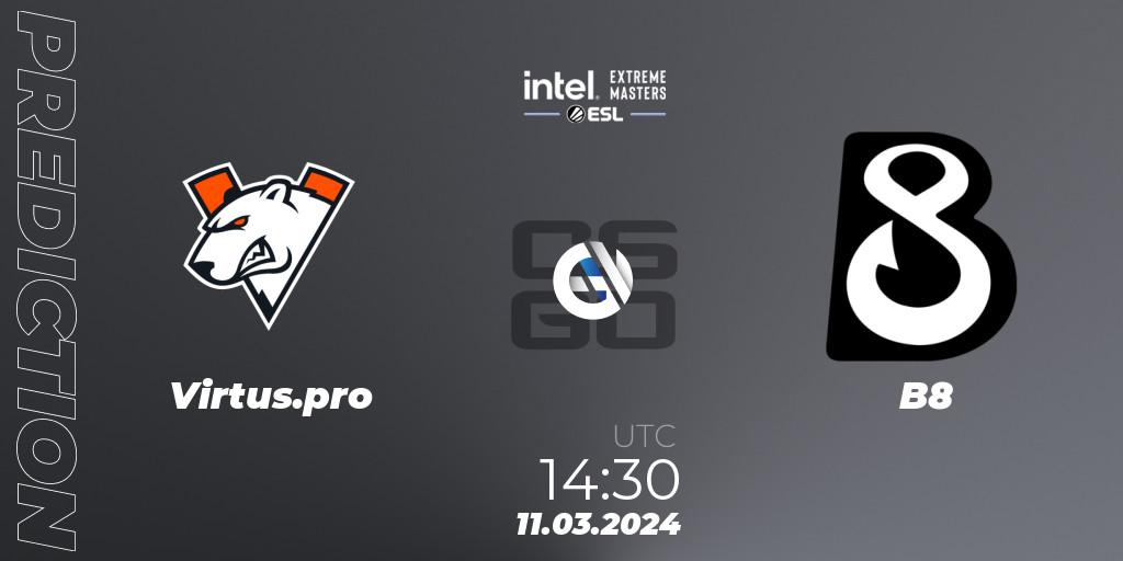 Prognoza Virtus.pro - B8. 11.03.24, CS2 (CS:GO), Intel Extreme Masters Dallas 2024: European Closed Qualifier