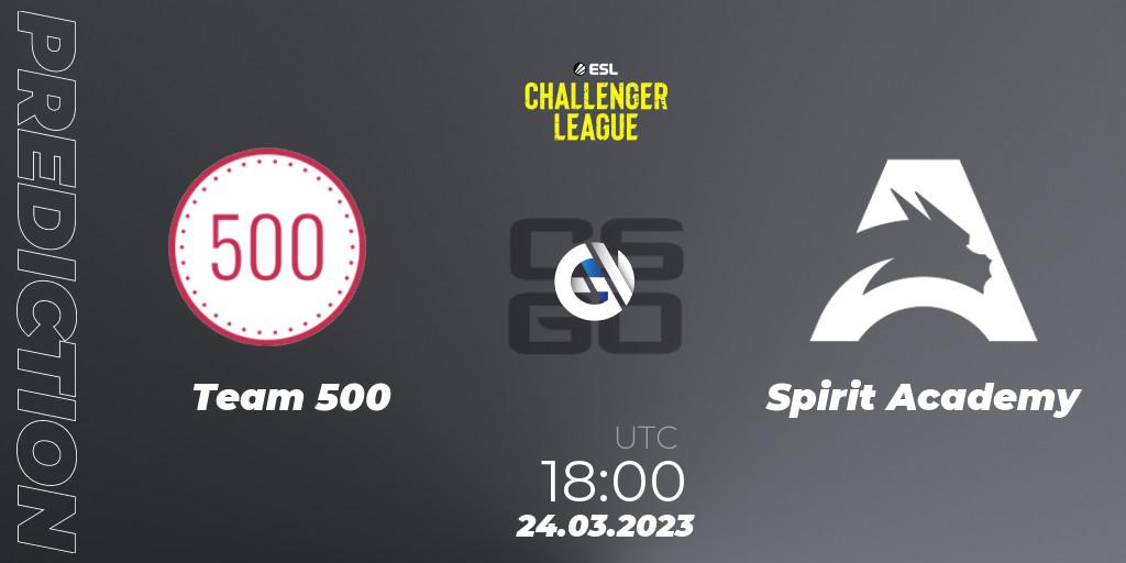 Prognoza Team 500 - Spirit Academy. 24.03.23, CS2 (CS:GO), ESL Challenger League Season 44 Relegation: Europe