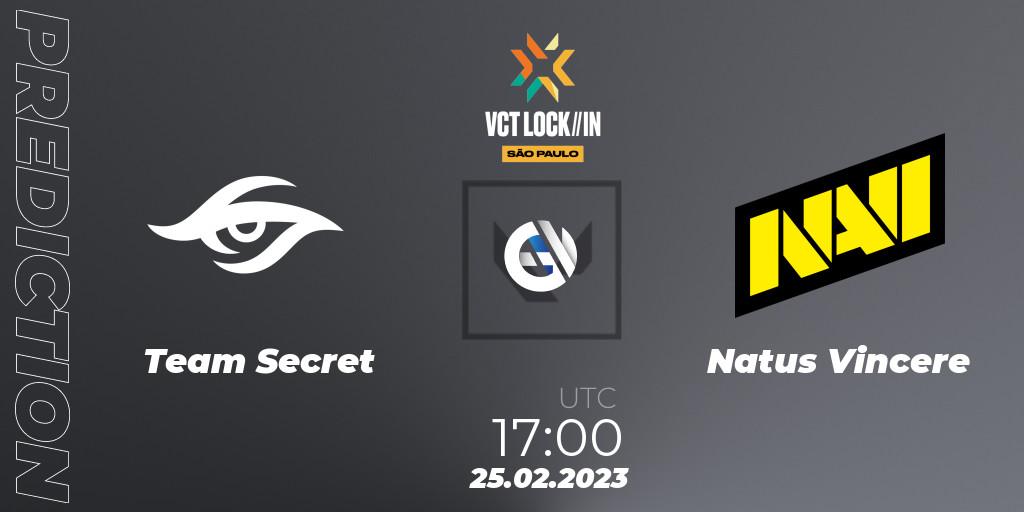 Prognoza Team Secret - Natus Vincere. 25.02.23, VALORANT, VALORANT Champions Tour 2023: LOCK//IN São Paulo