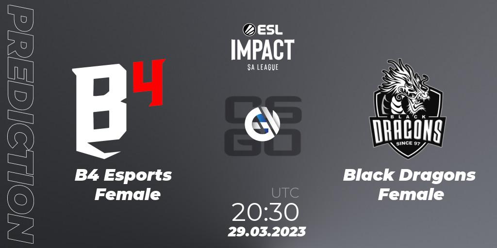 Prognoza B4 Esports Female - Black Dragons Female. 29.03.23, CS2 (CS:GO), ESL Impact League Season 3: South American Division