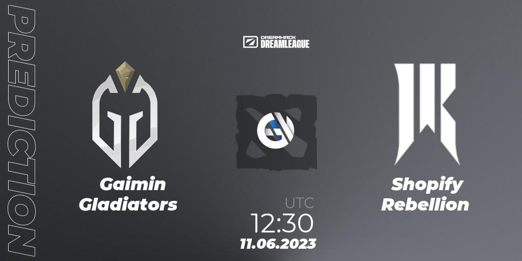 Prognoza Gaimin Gladiators - Shopify Rebellion. 11.06.23, Dota 2, DreamLeague Season 20 - Group Stage 1