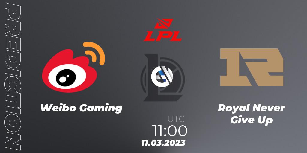 Prognoza Weibo Gaming - Royal Never Give Up. 11.03.23, LoL, LPL Spring 2023 - Group Stage
