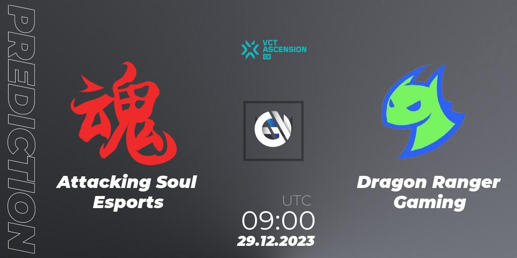 Prognoza Attacking Soul Esports - Dragon Ranger Gaming. 29.12.23, VALORANT, VALORANT China Ascension 2023