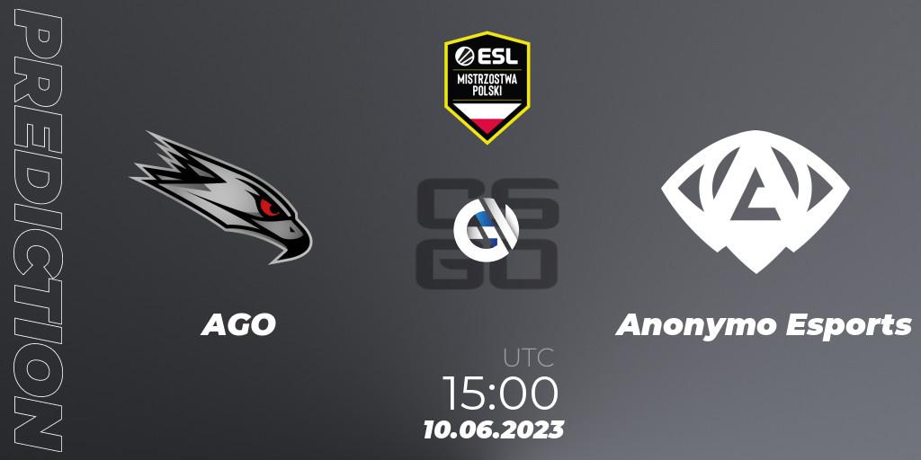 Prognoza AGO - Anonymo Esports. 10.06.23, CS2 (CS:GO), ESL Polish Championship Spring 2023