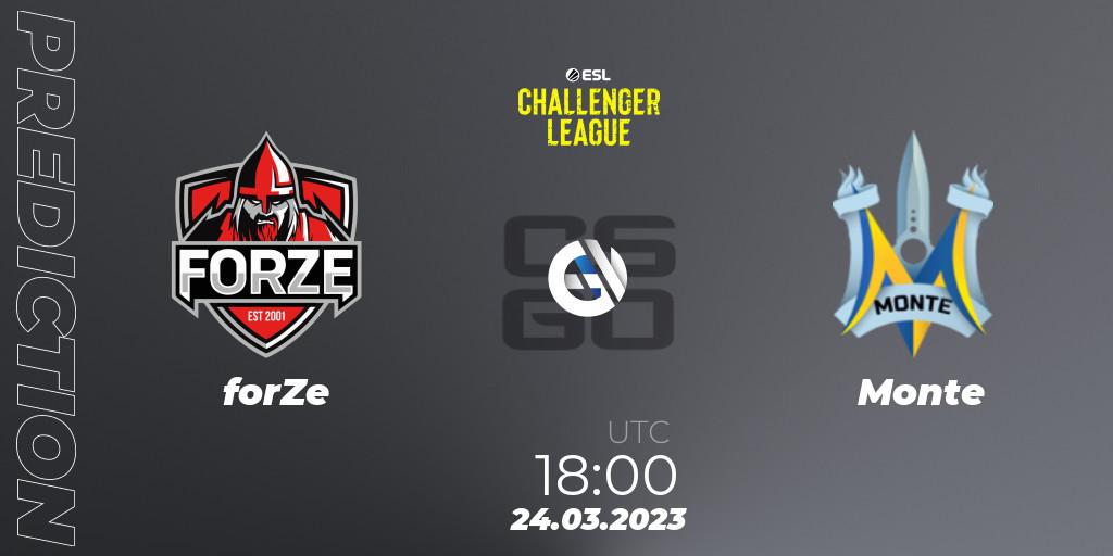 Prognoza forZe - Monte. 24.03.23, CS2 (CS:GO), ESL Challenger League Season 44: Europe