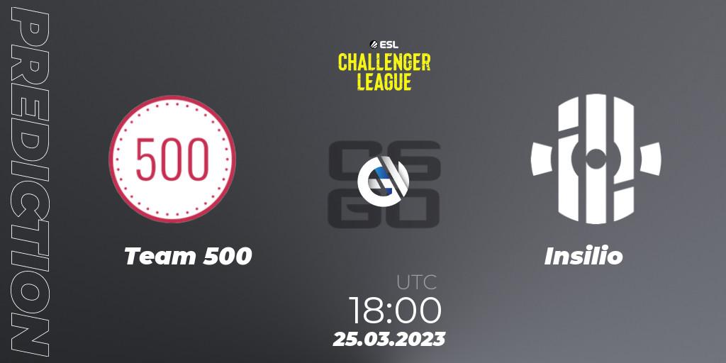 Prognoza Team 500 - Insilio. 25.03.23, CS2 (CS:GO), ESL Challenger League Season 44 Relegation: Europe