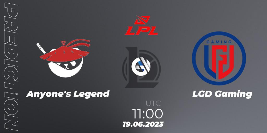 Prognoza Anyone's Legend - LGD Gaming. 19.06.23, LoL, LPL Summer 2023 Regular Season