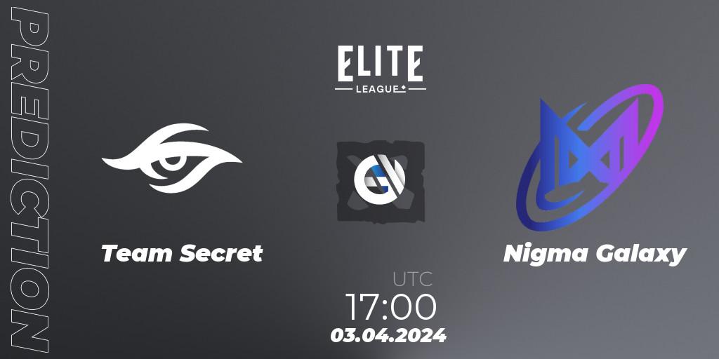Prognoza Team Secret - Nigma Galaxy. 03.04.24, Dota 2, Elite League: Swiss Stage