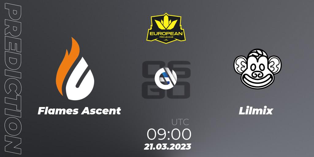 Prognoza Flames Ascent - Lilmix. 22.03.23, CS2 (CS:GO), European Pro League Season 7: Division 2