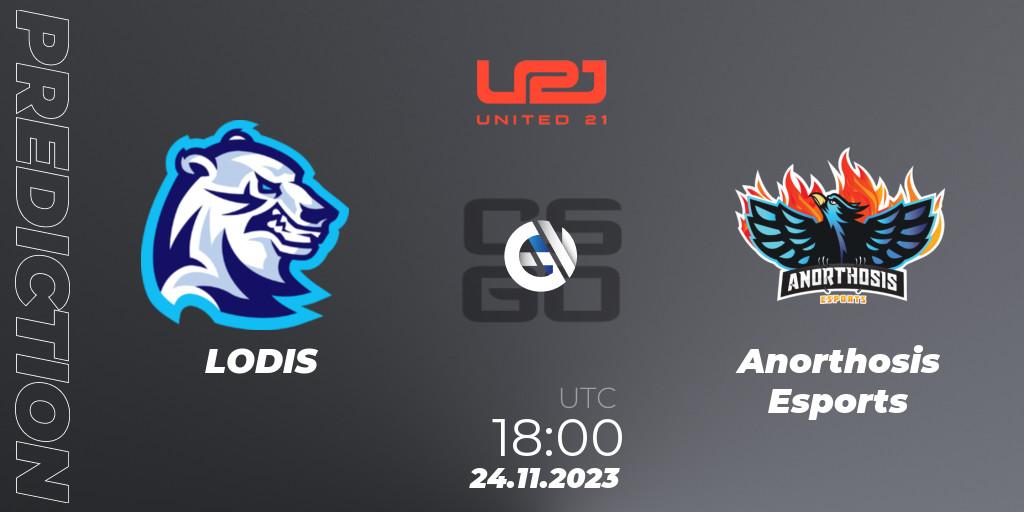 Prognoza LODIS - Anorthosis Esports. 24.11.23, CS2 (CS:GO), United21 Season 8: Division 2
