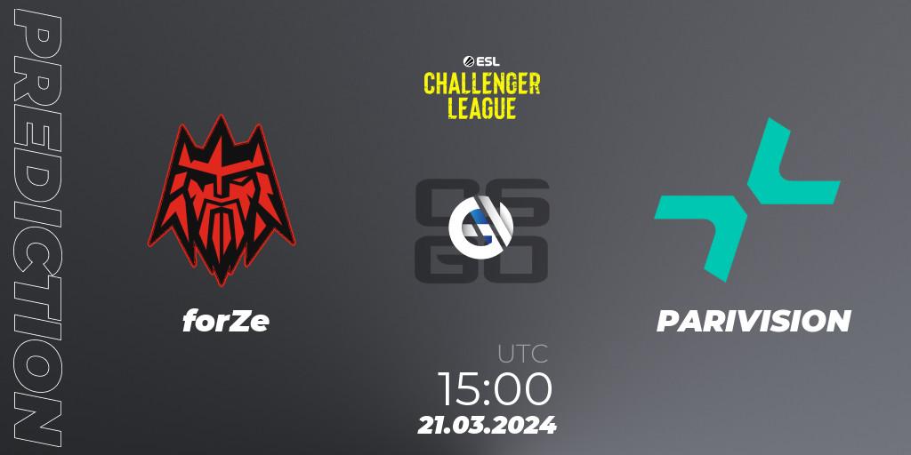 Prognoza forZe - PARIVISION. 21.03.24, CS2 (CS:GO), ESL Challenger League Season 47: Europe