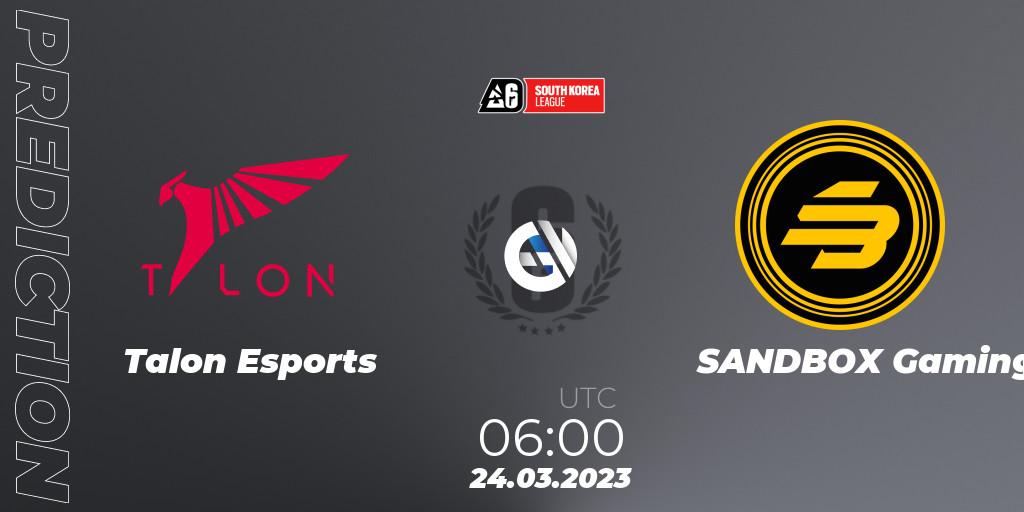 Prognoza Talon Esports - SANDBOX Gaming. 24.03.23, Rainbow Six, South Korea League 2023 - Stage 1